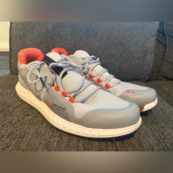 Under Armour Light Gray and Coral Sneakers - Picture 1 of 5